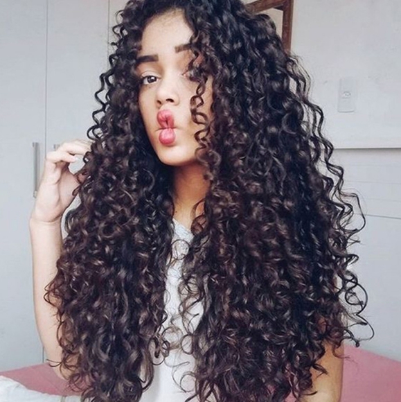 Curly Black Wig  Shoulder length Medium For Women
